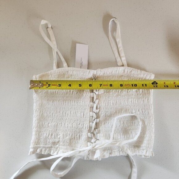American Eagle White Smocked Lace-Up Tube Top Crop New NWT Size Small Boho Beach - Picture 7 of 8